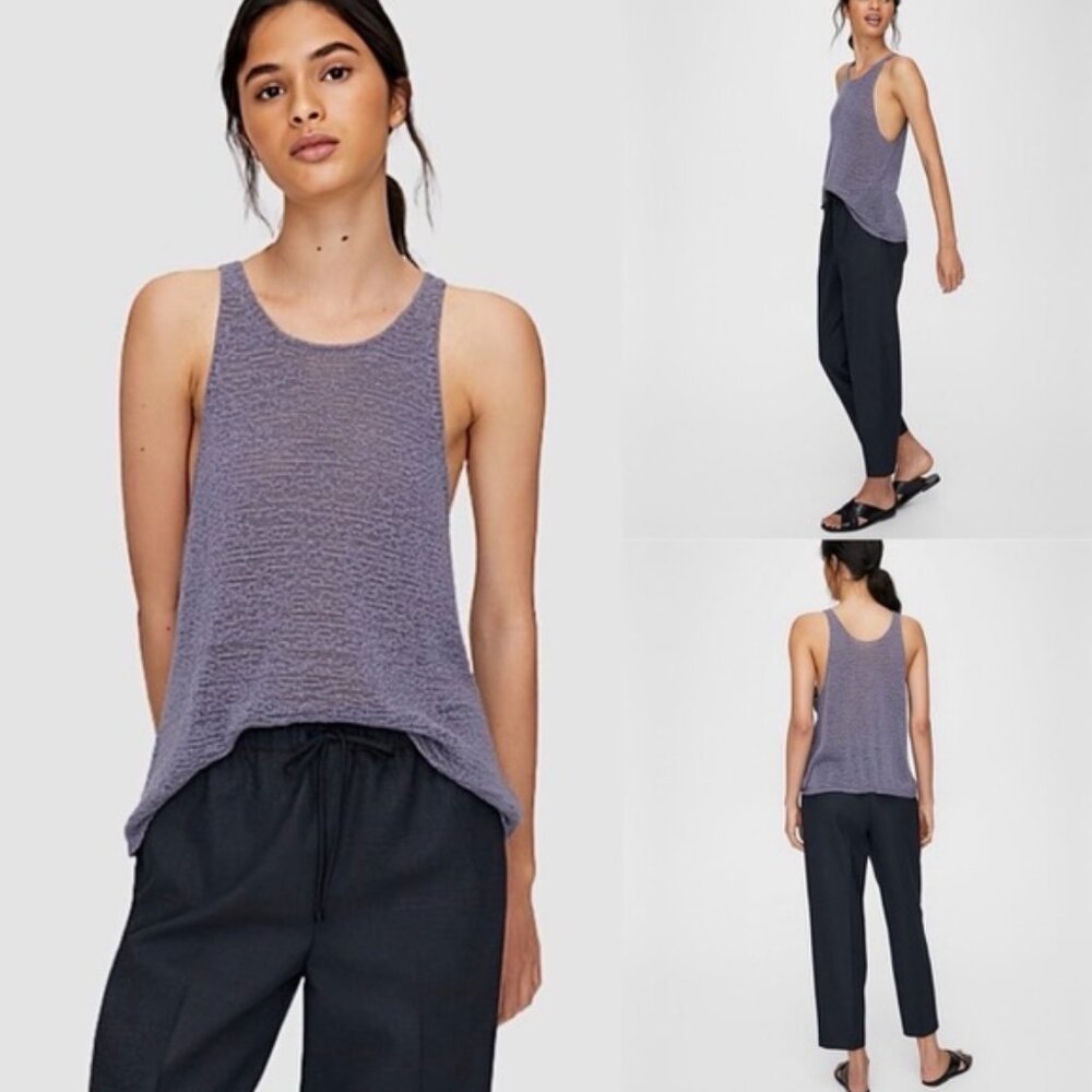 Aritzia | Babaton Eugenie Textured Knit Scoop Neck Tank in Tide Grey - Size S